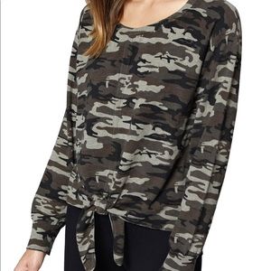 Sanctuary Camouflage Tie Front Long Sleeve Tee Size XS (NWT)